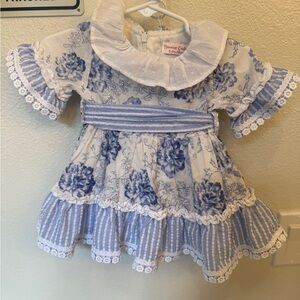 Neoness Couture Baby Dress with Blue Floral Design